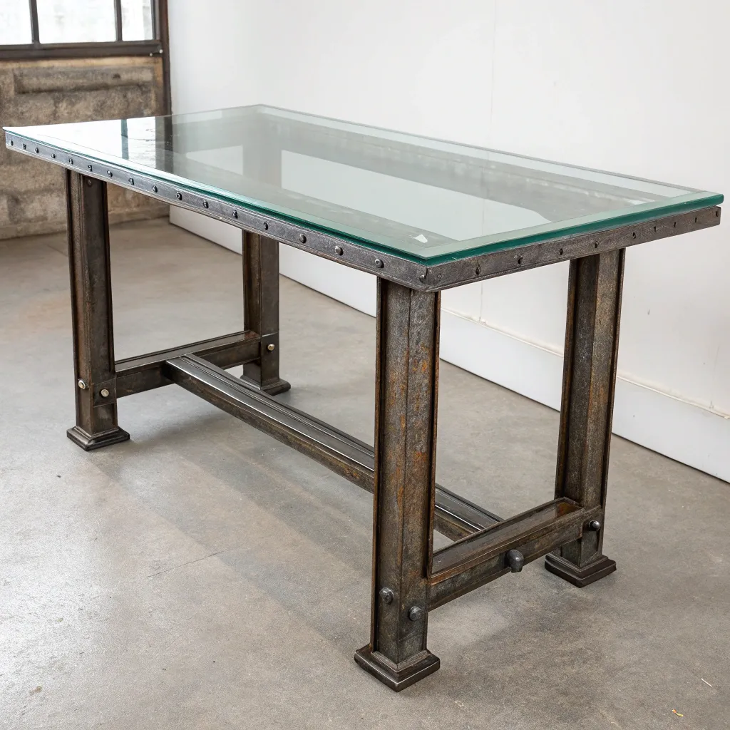 Urban Table - Recycled metal and glass table